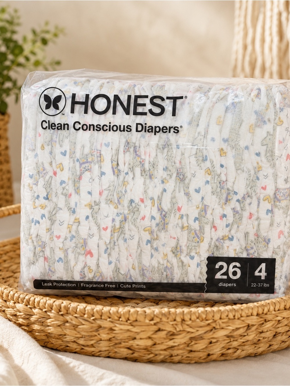 New Honest Diapers Size 4, 26 Count